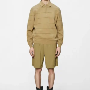Striped Knit Long Sleeve Polo