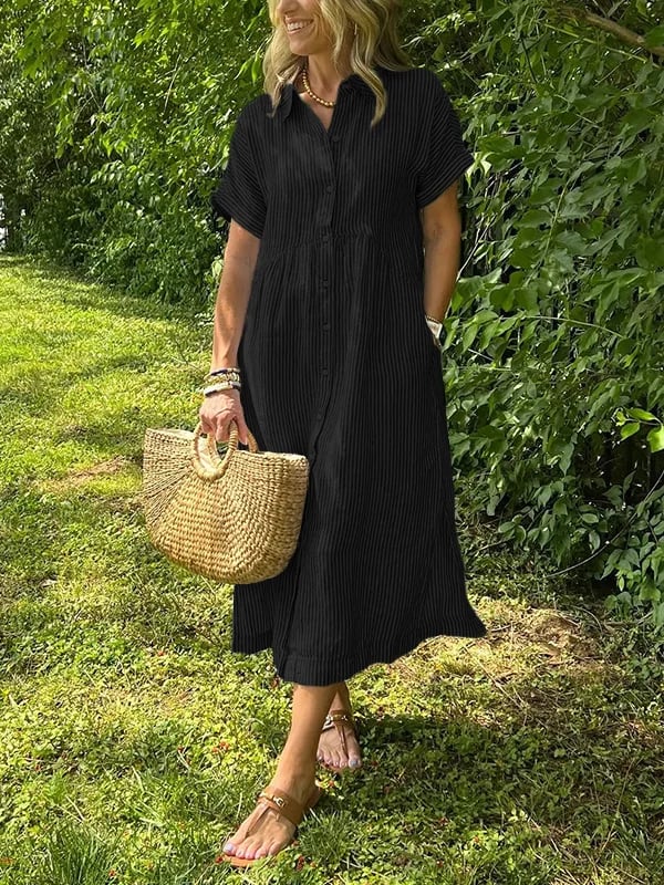 Wilma | Randig Skjortklänning Med Tidlös Elegans - Bild 6