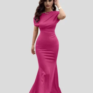 Alessia | Elegant Lång Aftonklänning Med Draperad Midja