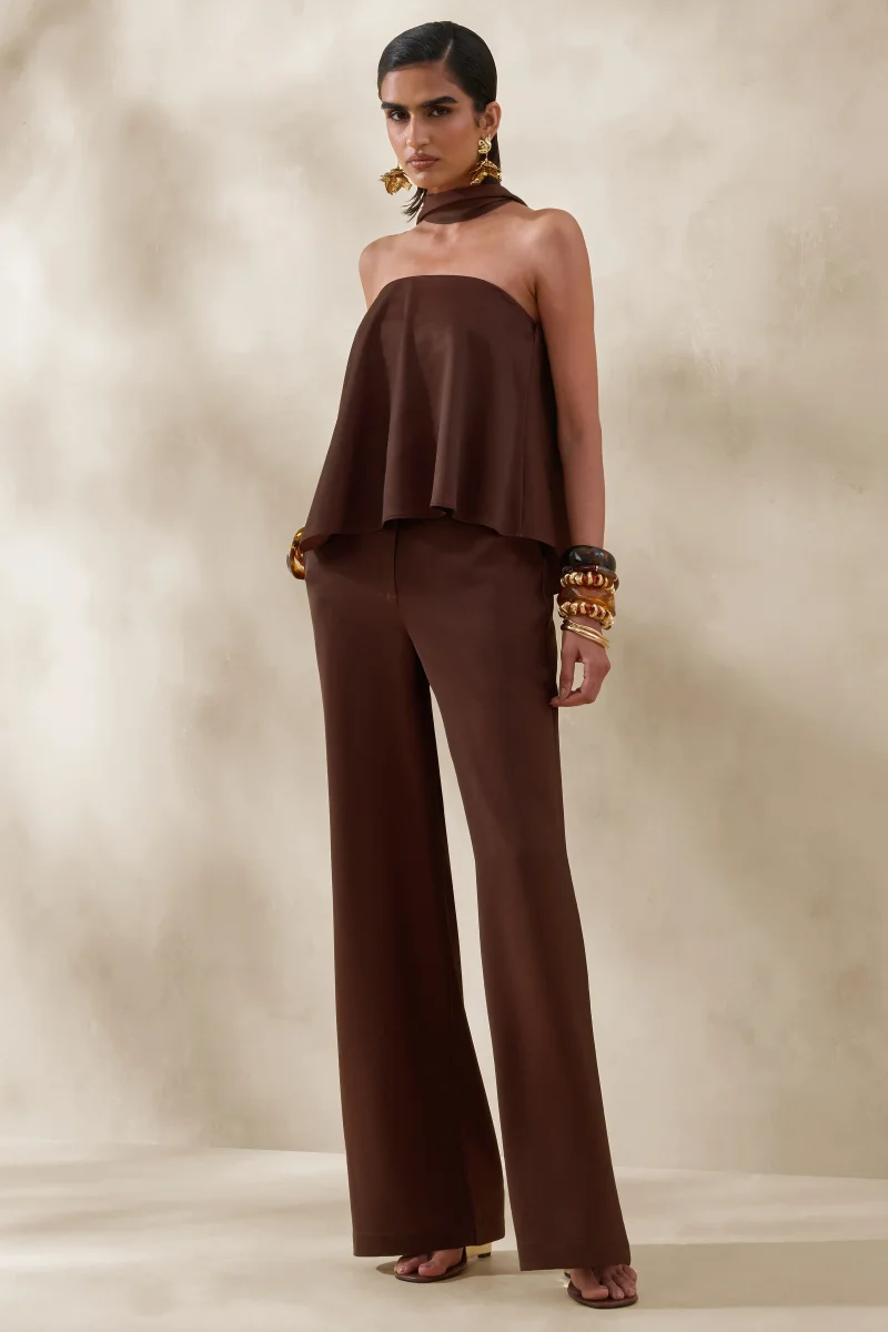 Seloria | Bruna vida byxor i satin - Bild 6