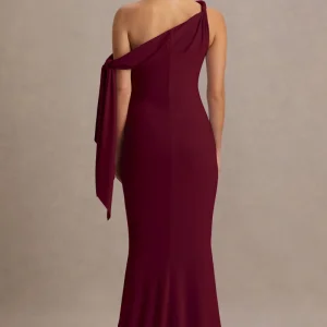 Orielle | Burgundy långklänning i gravidmodell med asymmetrisk halsringning
