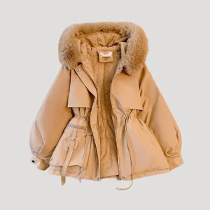 Sanna | Vinterparka med Faux Päls och Justerbar Midja