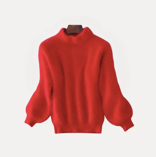 Yibna | Löst stickad enfärgad tröja – vintage angoratröja - Bild 7