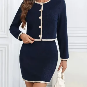 Sofia | Elegant Tvådelat Set med Blus och Mini-Kjol