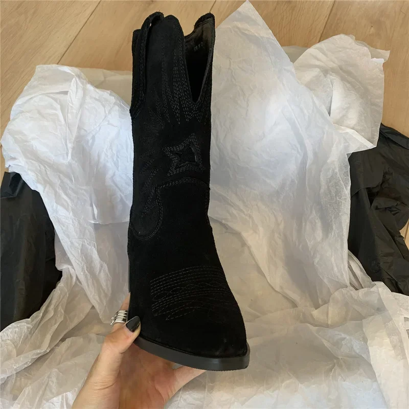 Shae | 2024 Naturbroderade damstövlar handgjorda i lädert - Bild 9