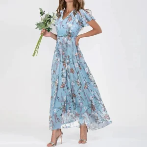 Victoria - Lång sommarklänning med blommigt mönste