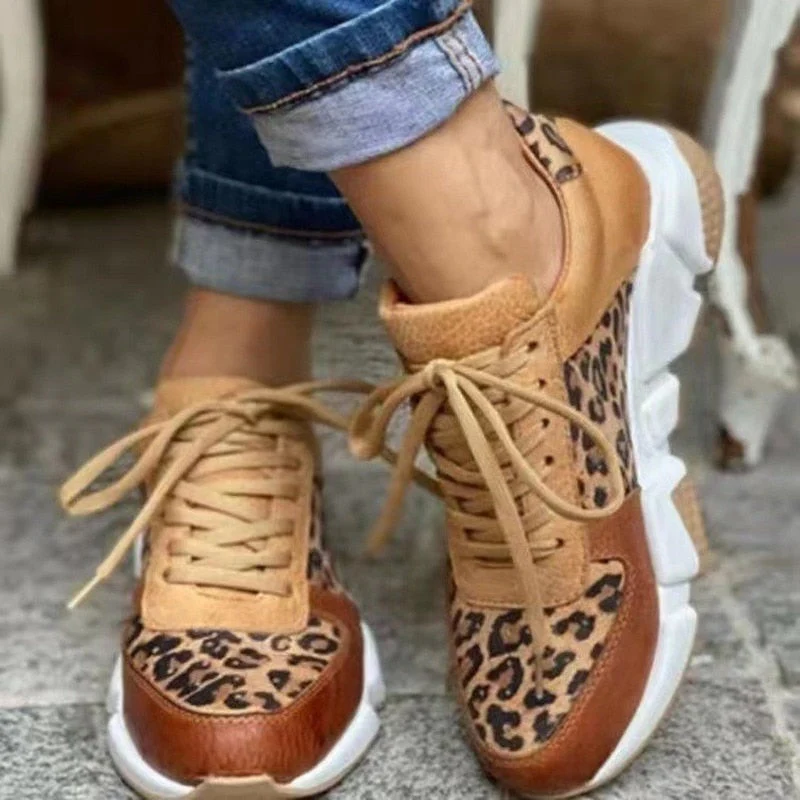 Celine | Stilrena Leopardmönstrade Sneakers med Tjock Sula - Bild 4