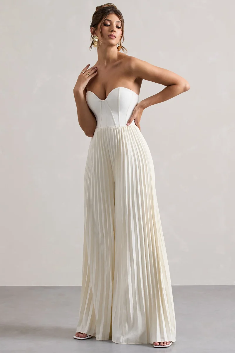 Lorelai | Krämvit byxdress med vida ben - Bild 5