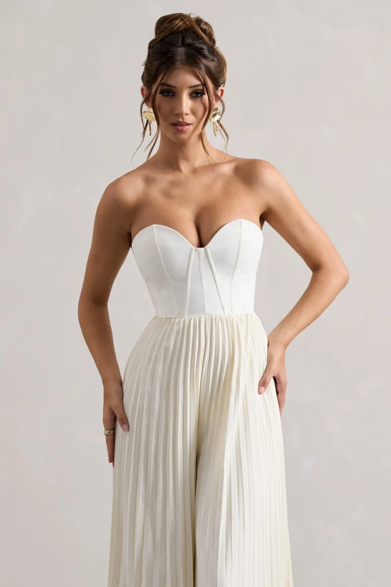 Lorelai | Krämvit byxdress med vida ben - Bild 4