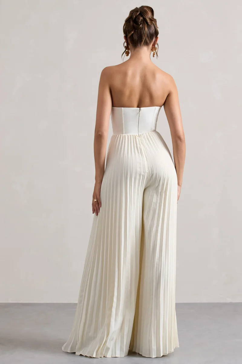 Lorelai | Krämvit byxdress med vida ben - Bild 3