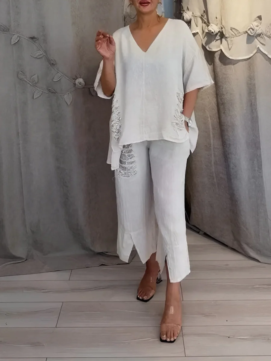 Hedvig | Luftigt Tvådelat Sommarset Med Eleganta Detaljer - Bild 3