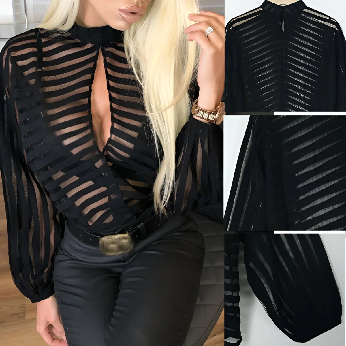 Zaylee |Förförisk blus i genomskinligt nät - Bild 5