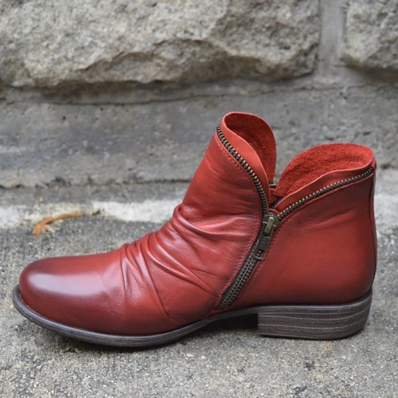 Camille | Avslappnade Ankelboots i Veganskt Läder med Dragkedja och Klack - Bild 5