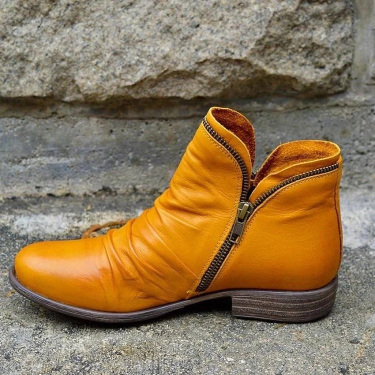 Camille | Avslappnade Ankelboots i Veganskt Läder med Dragkedja och Klack - Bild 4