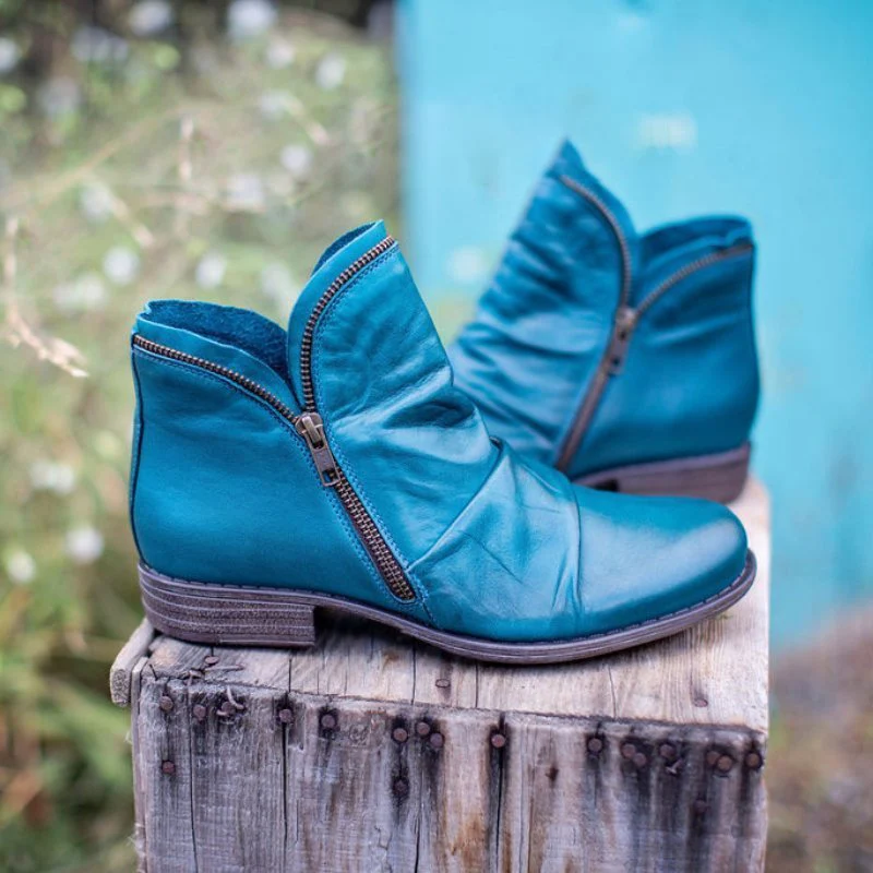 Camille | Avslappnade Ankelboots i Veganskt Läder med Dragkedja och Klack - Bild 2