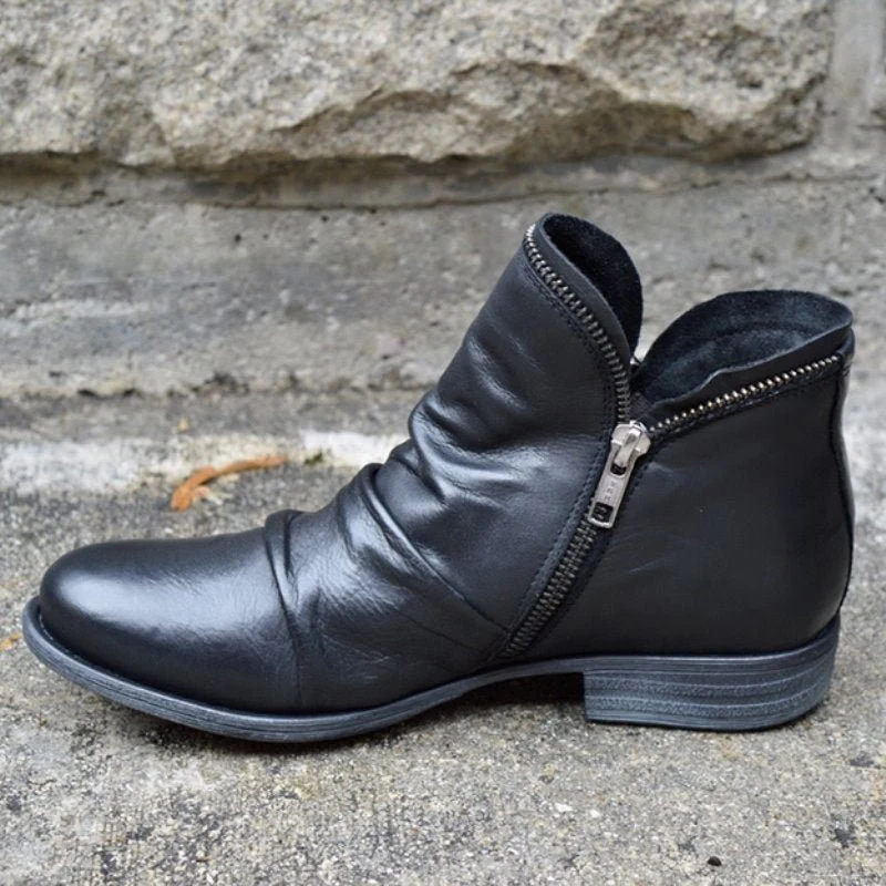 Camille | Avslappnade Ankelboots i Veganskt Läder med Dragkedja och Klack - Bild 3