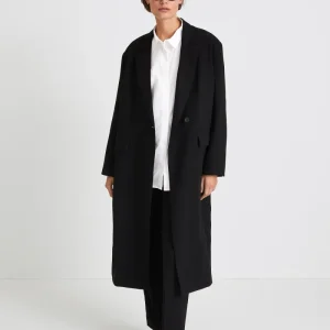 Saga | Elegant Dubbelknäppt Kappa i Lyxig Crepe